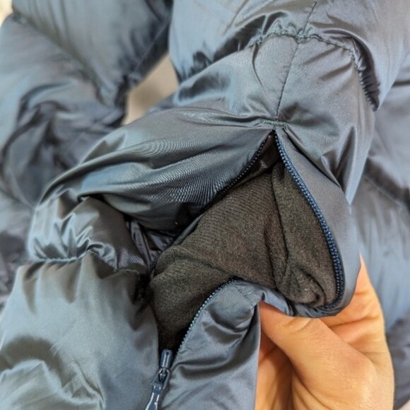 Eddie Bauer Down Puffer Jacket Women Medium Blue Parka Coat Hood Long 650 FP - Picture 12 of 13